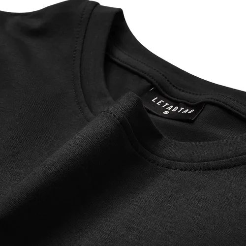Vista 3 de LETAOTAO Camisas largas para hombre, camisas de hip hop, camisas largas de teñido anudado, camisetas hipster para gimnasio, camiseta festoneada