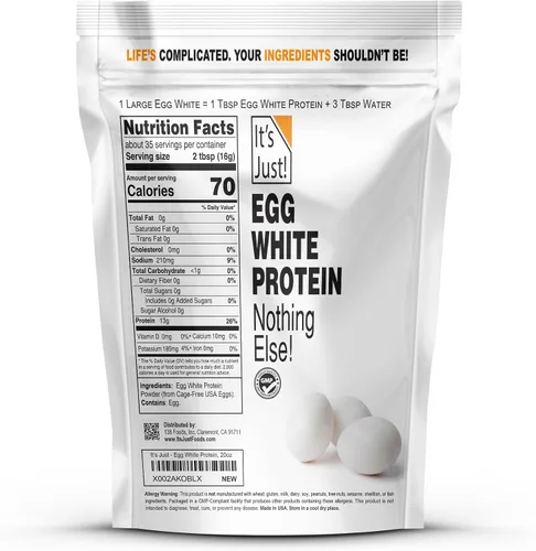 Vista 2 de It's Just! - Polvo de proteína de clara de huevo, proteína de claras de huevo secas, ingrediente para merengue, sin OGM, granjas de EE.UU.