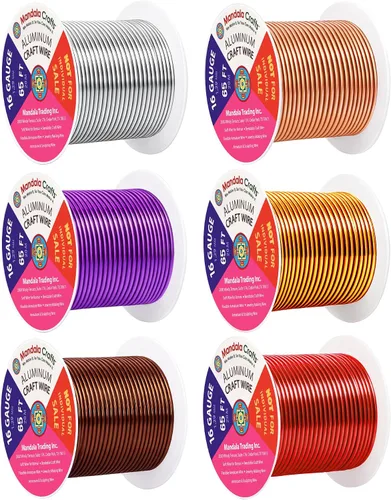 Vista 314 de Mandala Crafts - Alambre de aluminio anodizado de calibre 22 para hacer joyas - 137.2 m de alambre flexible surtido y coloreado - Doble para bonsái