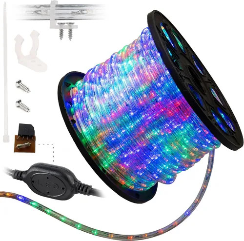 Vista 16 de Cuerda de luces LED de 10 pies, permanente, impermeable, conectable, flexible, con tubo de PVC transparente, certificado ETL, iluminación festiva