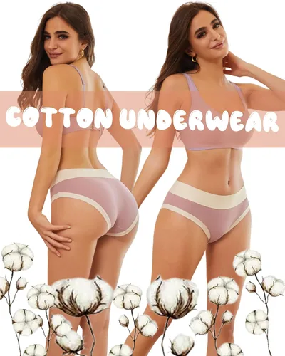 Vista 3 de FINETOO Ropa interior de algodón de cintura alta para mujer, suave y elástico, cobertura completa, paquete de 6