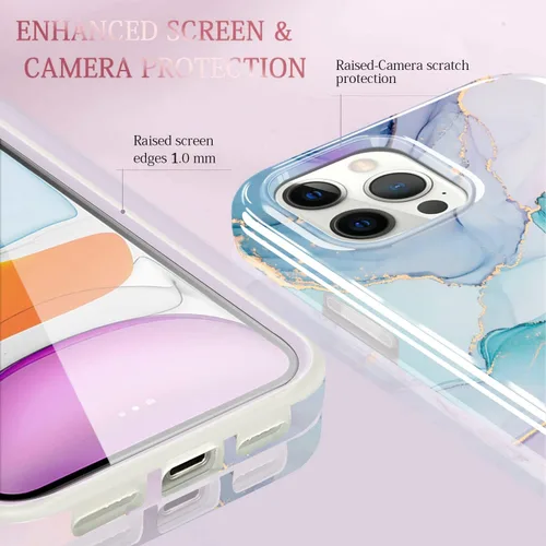 Vista 4 de luolnh Funda dorada brillante compatible con iPhone 12 y iPhone 12 Pro de 6.1 pulgadas, diseño de mármol, a prueba de golpes, de silicona suave