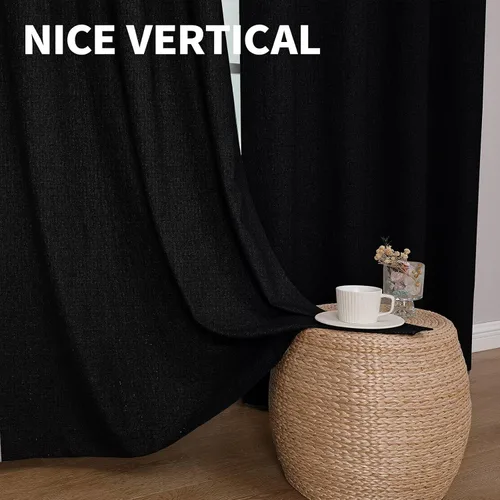 Vista 6 de CUCRAF - Juego de 2 paneles de cortinas de ventana con oscurecimiento total del 100%, de 54 pulgadas de largo, con aspecto de lino falso, cortinas