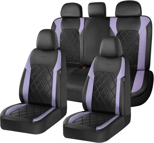 Vista 20 de Coverado Juego completo de fundas de asiento de automóvil, fundas de asiento de 5 asientos, protectores de asiento de malla transpirable, ajuste