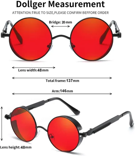 Vista 20 de Dollger Gafas de sol vintage Steampunk Retro Metal Round Circle Frame