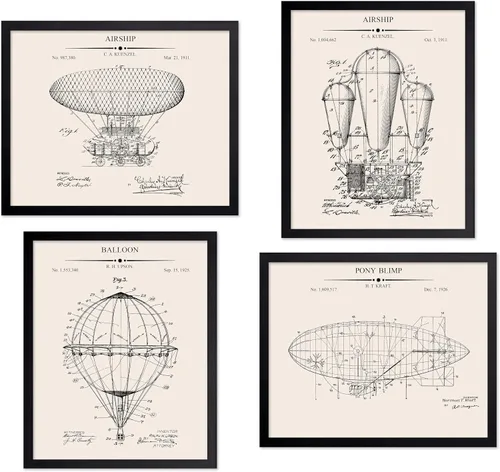Vista 19 de Poster Master Juego de 6 Pósters Vintage de Planos de Aviación - Impresión de Patente de Avión - Arte de Aeronaves - Arte de Aviación - Arte