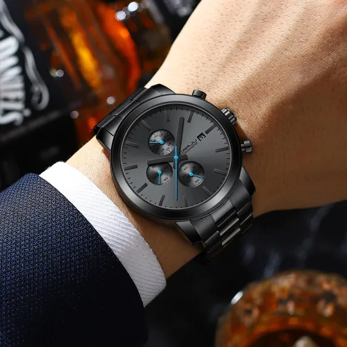 Vista 2 de CRRJU Mens Stylish Casual Quartz Watches for Men Luxury Waterproof Calendar Chronograph Japan Movement Wristwatches