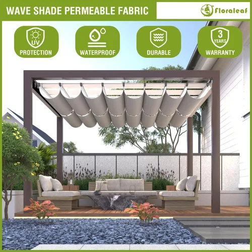 Vista 4 de Cubierta de Sombra para Pérgola de 3'×4' Impermeable Retráctil Toldo de Repuesto para Pérgola Vela de Sombra Deslizante con Herrajes de Cable