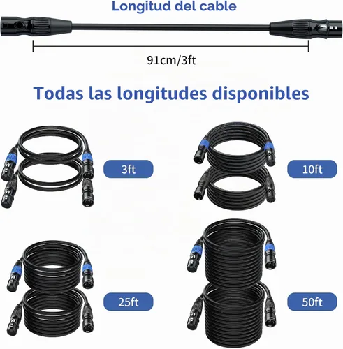 Vista 6 de SMALL-EYE Cables DMX de 5 pines de 3 pies, paquete de 2, 4 núcleos macho a