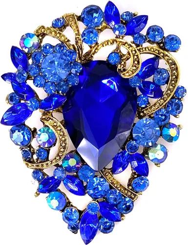 Vista 10 de LAXPICOL - Broche elegante de flores con cristal austriaco vintage para mujer, tono dorado Negro
