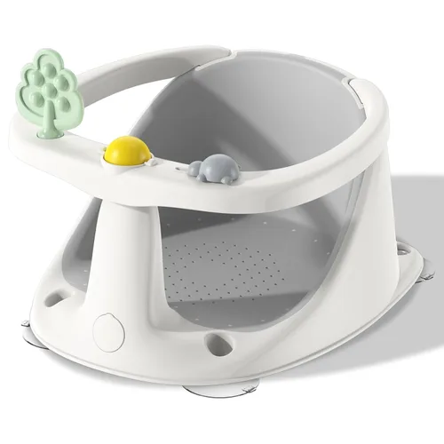Vista 8 de Asiento de baño para bebés de 6 meses en adelante, antideslizante con ventosas, asiento de baño infantil seguro y cómodo para bañera, color azul