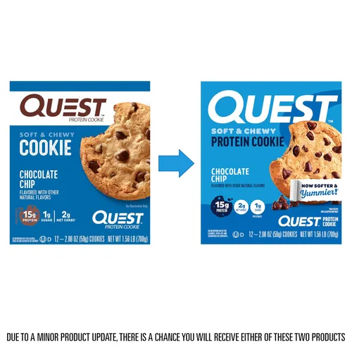 Vista 3 de Quest Nutrition Galleta de proteínas con chispas de chocolate, 15g de proteína, 1g de azúcar, 2g de carbohidratos netos, apta para ceto, alta