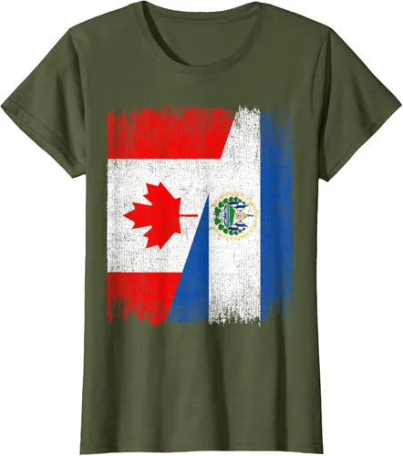 Vista 55 de Camiseta Half Canada El Salvador Flag Canadian Salvadoran Pride Roots