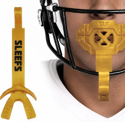 Vista 26 de SLEEFS X - Protector bucal de fútbol con correa para protección contra Negro