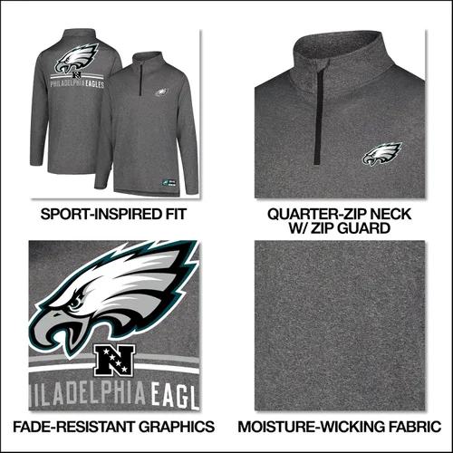 Vista 5 de Ultra Game Camiseta oficial de la NFL de manga larga con cremallera de un cuarto para hombre