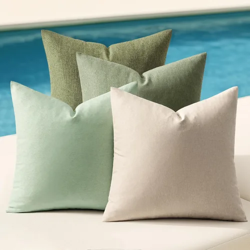 Vista 27 de MIULEE - Paquete de 4 fundas decorativas de cojín para exterior, de lino, impermeables, para jardín, patio, tienda de campaña, balcón, sofá, 16 x 16