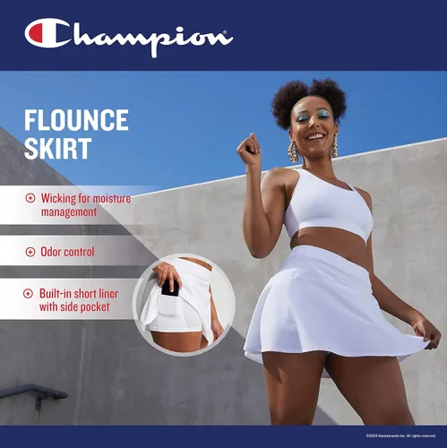 Vista 5 de Champion Falda pantalón para mujer, absorbe la humedad, pantalón deportivo urbano con volantes y pantalones cortos incorporados, 3 pulgadas