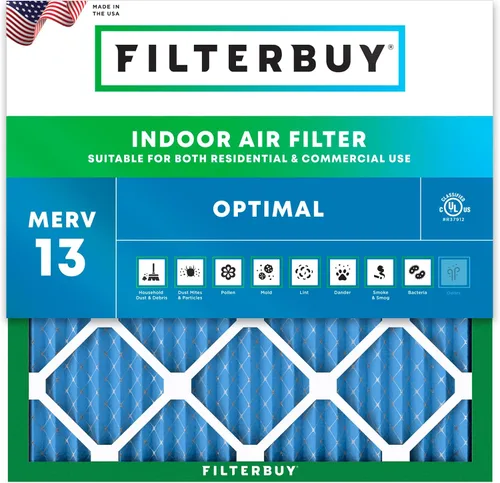 Vista 15 de Filterbuy Filtro de aire 8x14x1 MERV 13 Defensa Óptima contra Humo y Alergias (Paquete de 1), Filtros de Reemplazo Electrostáticos Plisados HVAC AC