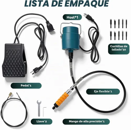 Vista 6 de Molino colgante de cincel de madera eléctrico, máquina de grabado de control de pedal para carpintería, máquina de tallar cincel de madera con mango