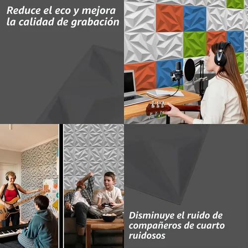 Vista 4 de Art3dwallpanels Paquete de 20 paneles acústicos insonorizados, paneles de pared acústicos amortiguadores de sonido, paneles de pared 3D, paneles