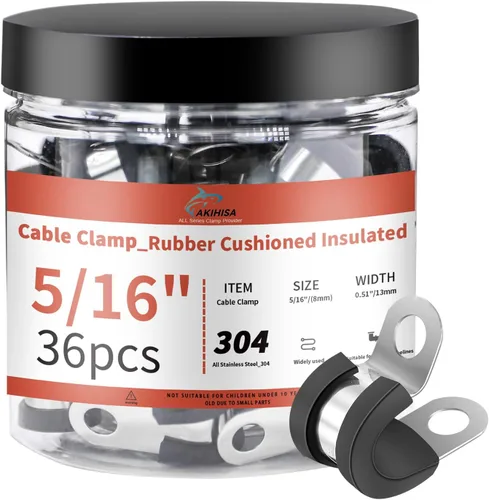 Vista 19 de AKIHISA 12 piezas de abrazaderas de cable de 1-1/2 pulgadas, abrazaderas de conducto de acero inoxidable 304, para cable, tubo, manguera, línea