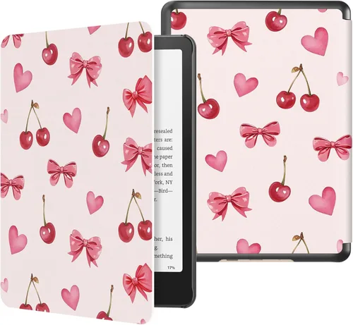 Vista 17 de MoKo Funda para Kindle Paperwhite de 7" 12ª generación 2024/Colorsoft, Pink Mármol de oro rosa claro