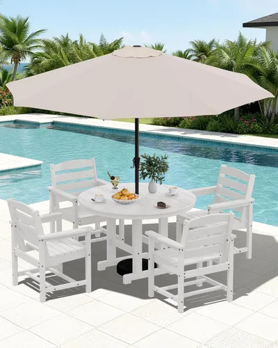 Vista 41 de SERWALL Juego de sillas de comedor Adirondack para exterior, conjunto de 2, sillas de patio de HDPE resistentes a todo clima, color negro