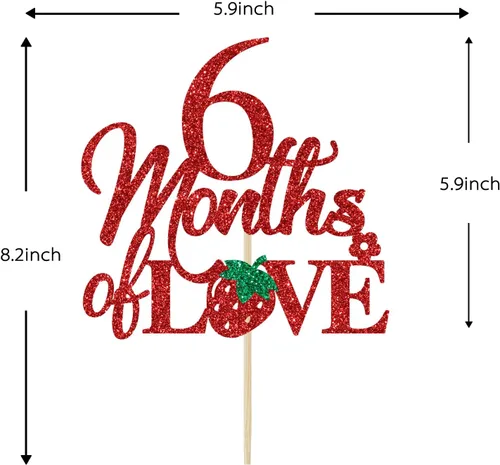 Vista 4 de Decoración para pastel de 6 meses de amor, decoraciones de pastel de cumpleaños de 6 meses, 1/2 camino a uno, decoraciones de medio cumpleaños