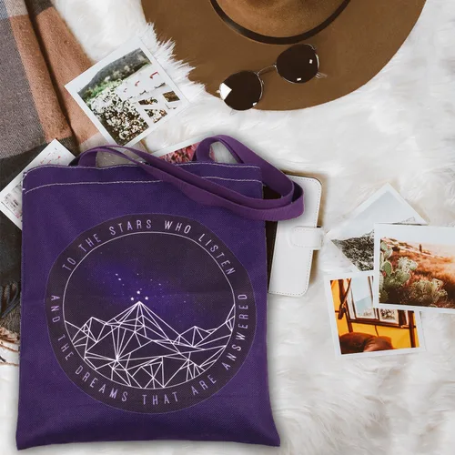 Vista 3 de ENSIANTH Regalo para amantes de los libros inspirado en la ficción, regalo para las estrellas que escuchan Court of Dreams Tote Bag Bookish Gift