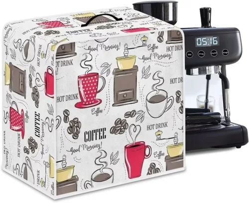 Vista 17 de Funda para cafetera, poliéster, azul, se adapta a la mayoría de máquinas de café estándar, protector resistente al polvo, huellas dactilares