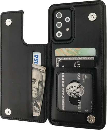 Vista 139 de ONETOP - Funda tipo cartera para Samsung Galaxy S22 con tarjetero, color negro Kickstand,ID/Cash Holder,Case Wallet with Card Slots,Double