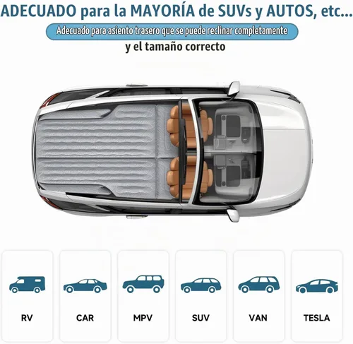 Vista 7 de Colchón inflable de aire para SUV, colchón de automóvil, cama de viaje de doble cara, para campamento, colchón de dormir para SUV universal