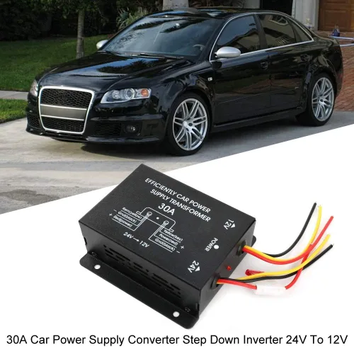 Vista 3 de Plplaaoo Convertidor descendente de 24V a 12V 30A - Convertidor de fuente de alimentación CC de 24 V a 12 V - Convertidores CC de alta corriente