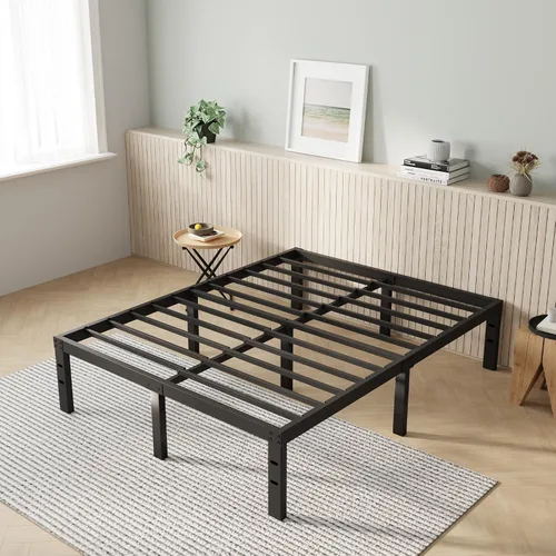 Vista 16 de Novilla Base de cama tamaño Queen, base de cama con plataforma de metal de 14 pulgadas tamaño Queen con espacio de almacenamiento debajo de la cama