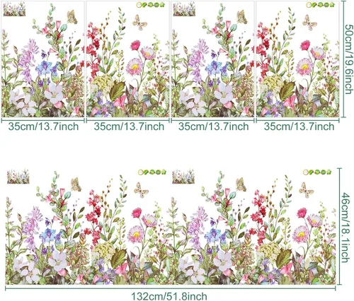 Vista 4 de 4 calcomanías de pared de flores, calcomanías de vinilo extraíbles para pared, calcomanías de pared para el hogar, dormitorio, sala de estar