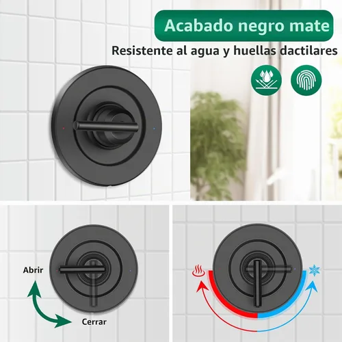Vista 5 de T2902BL - Kit de molduras de ducha compatible con moen T2902EPBL, cabezal de ducha negro mate y mango de palanca de ducha, fácil de instalar, sin