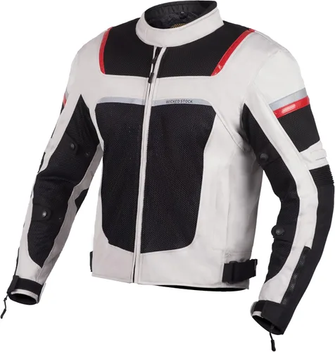 Vista 3 de WICKED STOCK Chaqueta de motociclista de malla para hombre - CE Nivel 2 Enduro Chaqueta de motociclista Armadura de motocicleta - Chaqueta