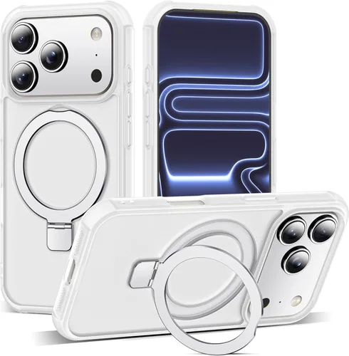 Vista 54 de SKYLMW - Funda compatible con iPhone 11 de 6.1 pulgadas, con soporte magnético invisible tipo anillo, funda translúcida de grado militar, compatible