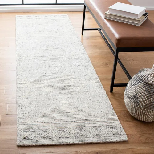 Vista 9 de SAFAVIEH Abstract Collection - Alfombra decorativa, 2 x 3 pies, marfil y gris, lana hecha a mano, ideal para zonas de alto tráfico en entrada, sala