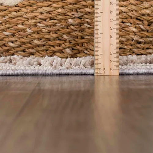 Vista 3 de Hauteloom Aria - Alfombra para sala de estar y dormitorio, con borde geométrico de medallón de diamante, envejecida, bohemio, transicional, tribal