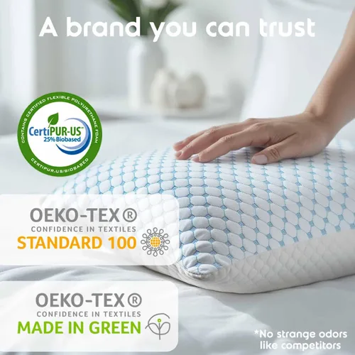 Vista 6 de Nestl - Almohada más refrescante, almohada de espuma viscoelástica con seda y gel que reduce el calor y la humedad, ajustable, lavable