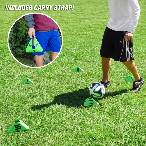 Vista 5 de GoSports Conos deportivos modernos, paquete de 12 con conos numerados, ideales para fútbol, baloncesto, fútbol y más