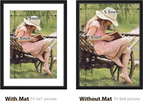 Vista 4 de Frametory, Portarretratos de aluminio negro de 6 x 8 pulgadas, juego de 1, ideal para mostrar fotos de 5 x 7 con paspartú o 6 x 8 sin paspartú
