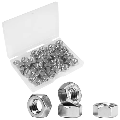 Vista 8 de 200 piezas M4-0.7 Tuerca hexagonal, Tuercas de acero inoxidable 304, M4x0.7mm de accionamiento hexagonal, Tuerca hexagonal métrica de rosca gruesa