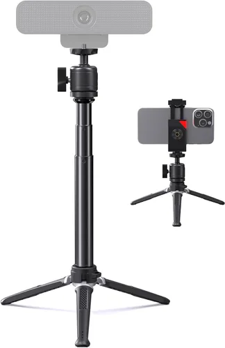 Vista 10 de Soporte de trípode para cámara web para escritorio de altura ajustable y soporte giratorio de 360° para cámara web compatible con Logitech Webcam