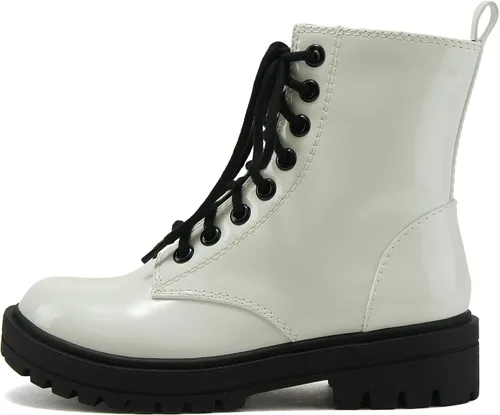 Vista 18 de SODA FIRM - Botines de combate con suela de lengüeta, cordones y cremallera lateral