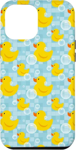 Vista 25 de Funda de goma amarilla para iPhone 16 con patrón de patos y patos