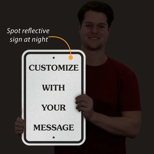 Vista 7 de SmartSign 18 x 12 pulgadas "Añade tu propio mensaje, elige color" Cartel de metal personalizado, aluminio de 63 mil, material reflectante laminado