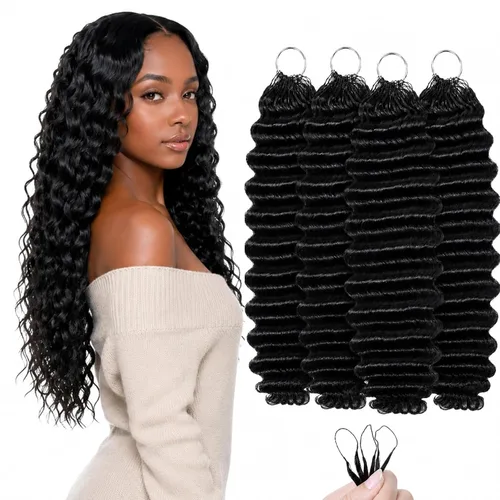 Vista 76 de Human Braiding Hair for Boho Braids 20inch Curly Wave Bulk Bundles 1B (A)1B