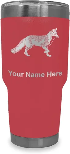 Vista 40 de LaserGram Vaso aislado al vacío de 20 onzas, zorro, grabado personalizado incluido (negro)
